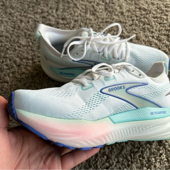 Brooks Glycerin GTS 22 Womens 8.5 B Running Shoes White/LimpetShell/Blue Sneaker - Picture 5 of 16